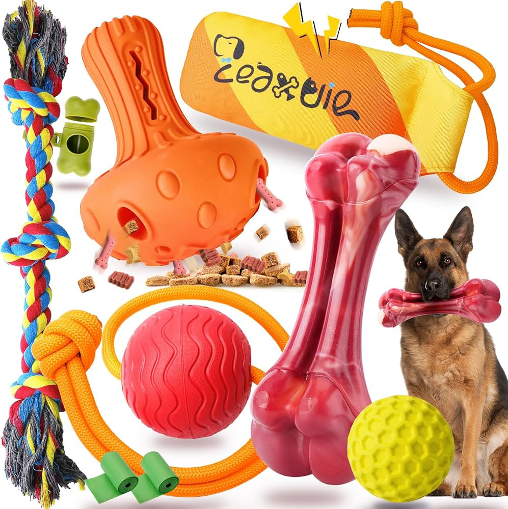 Zeaxuie Heavy Duty Various Dog Chew Toys for Aggressive Chewers - 9 Pack Value Set Includes Indes... | Amazon (US)