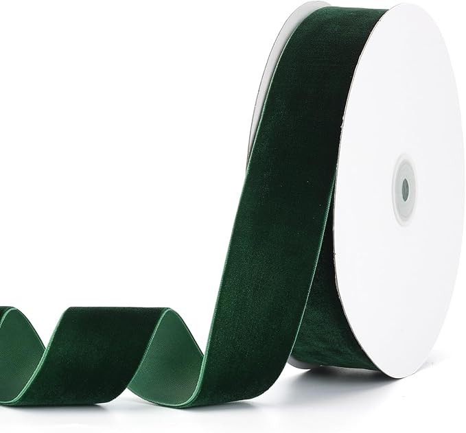 Dark Green Velvet Ribbon 1-1/2" x 20Yd,Great for Gift Wrapping,Hair Bows Making, Wreaths,Wedding ... | Amazon (US)