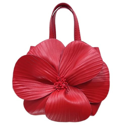 Mini Flower Evening Purse Bridal Clutch for Wedding PU Leather Evening Handbag with Chain Wedding Party Prom Red | Amazon (US)