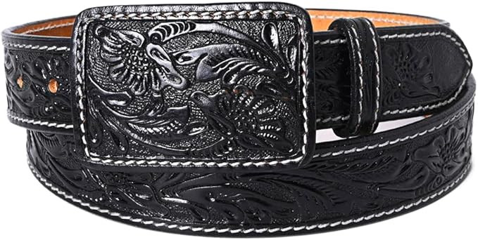 American Darling Beautifully Hand Tooled Black Genuine American Leather Belt Men and Women Wester... | Amazon (US)