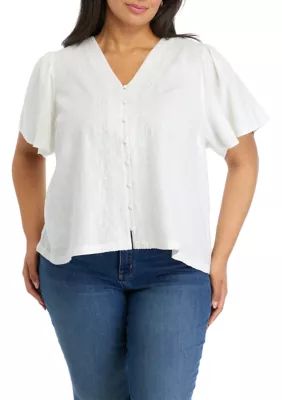 Crown & Ivy™ Plus Size Flutter Sleeve Top | Belk