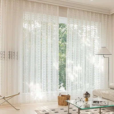 2pcs White Pom Pom Sheer Curtains, Rod Pocket Lightweight Airy Voile Drapes for Bedroom, Nursery, Dining Room, Girls Bedroom, Bohemian Style with Ruff | Wayfair North America