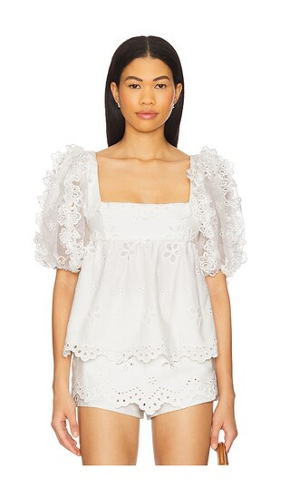 Daisy Eyelet Top in White | Revolve Clothing (Global)