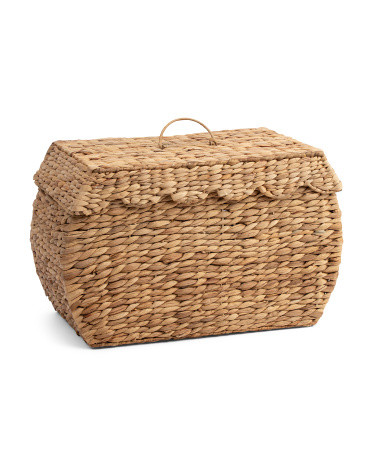 Water Hyacinth Bloated Trunk With Removable Scalloped Lid | TJ Maxx