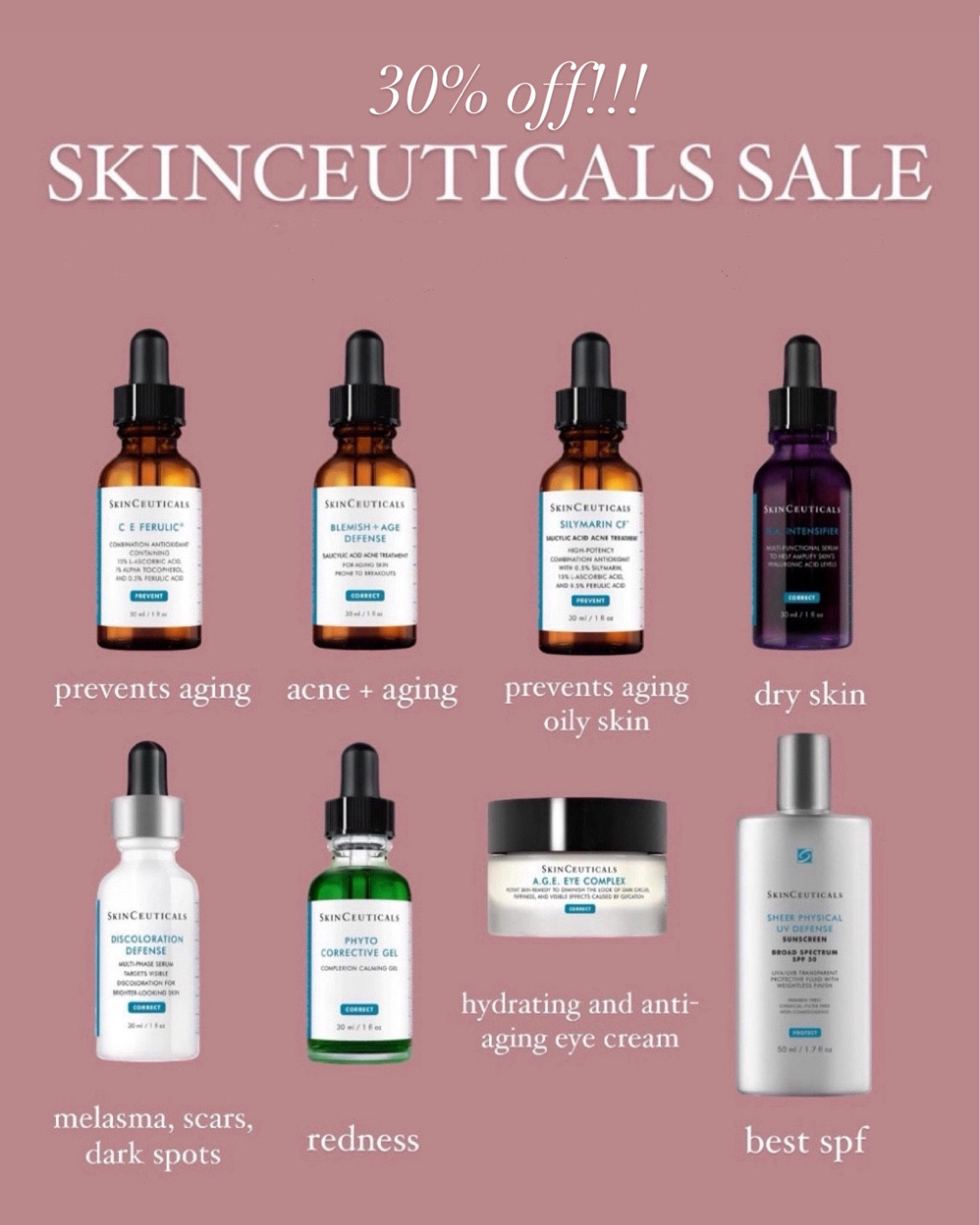30% off Skinceuticals with code SHOP30 

#LTKBeauty #LTKSaleAlert #LTKFindsUnder100