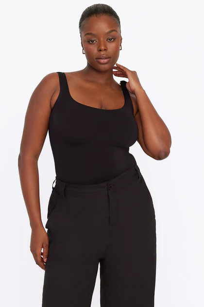 365 SECOND SKIN SCOOP NECK BODYSUIT - SHADOW BLACK | TALA (UK)