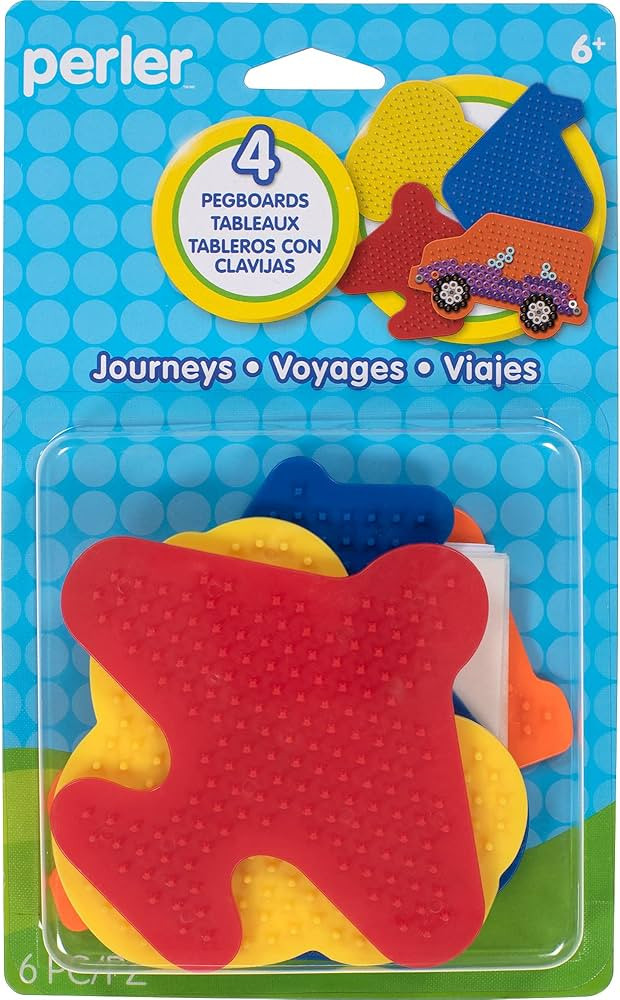 Perler SUV, Sailboat, Car, and Airplane Fuse Bead Pegboard Set with Ironing Paper, Multicolor, Sm... | Amazon (US)