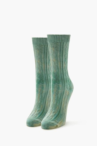 Tie Dye Cable Knit Crew Socks | Forever 21