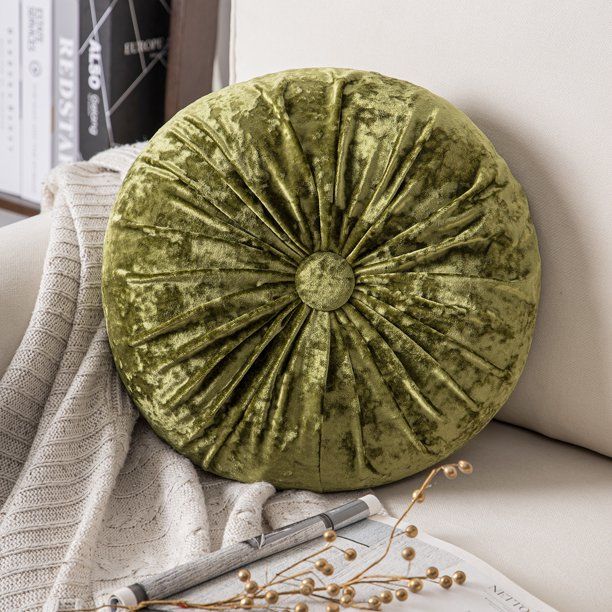 Phantoscope Crushed Velvet Pleated Round Pumpkin Floor Pillow Series Decorative Throw Pillow, 16"... | Walmart (US)