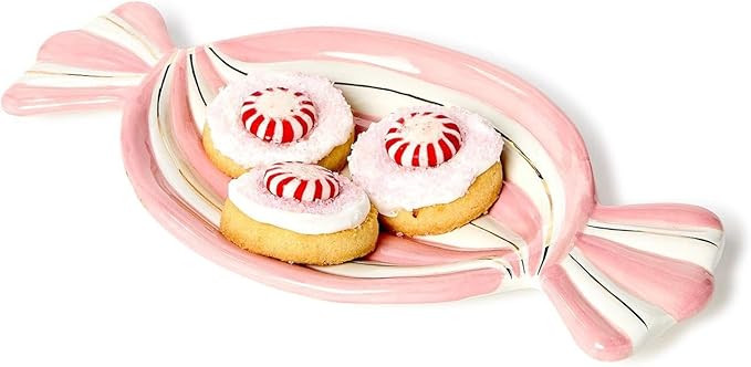 Two's Company Peppermint Twist Candy Shape Tidbit Dish with Metallic Gold Accent, 10.75-Inch, Dol... | Amazon (US)