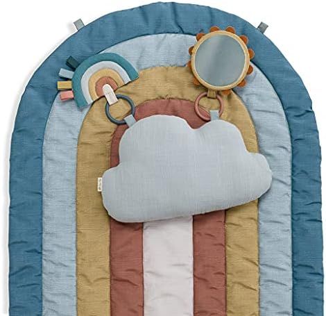 Itzy Ritzy Tummy Time Play Mat, Includes Cloud-Shaped Bolster, Mirror & Crinkle Sound Toy, Rainbo... | Amazon (US)