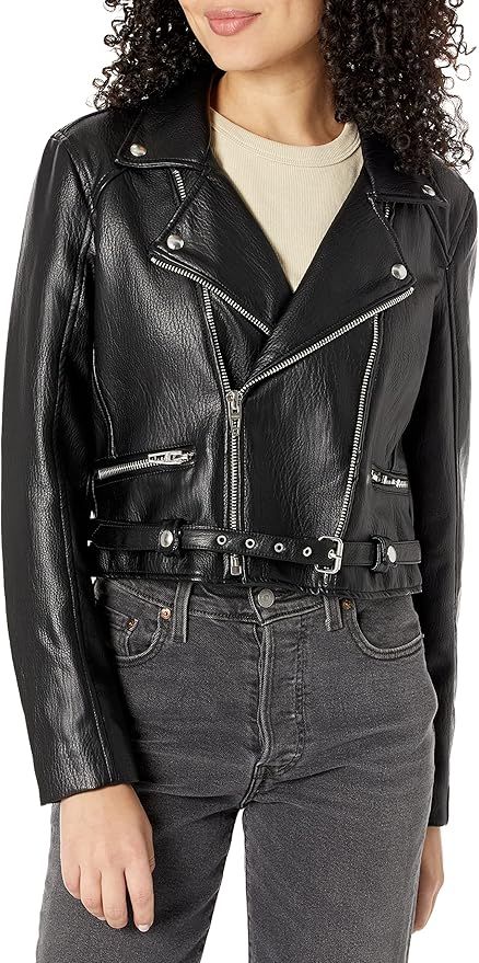 [BLANKNYC] Womens Luxury Clothing Vegan Leather Semi Fit Motorcycle Jacket | Amazon (US)