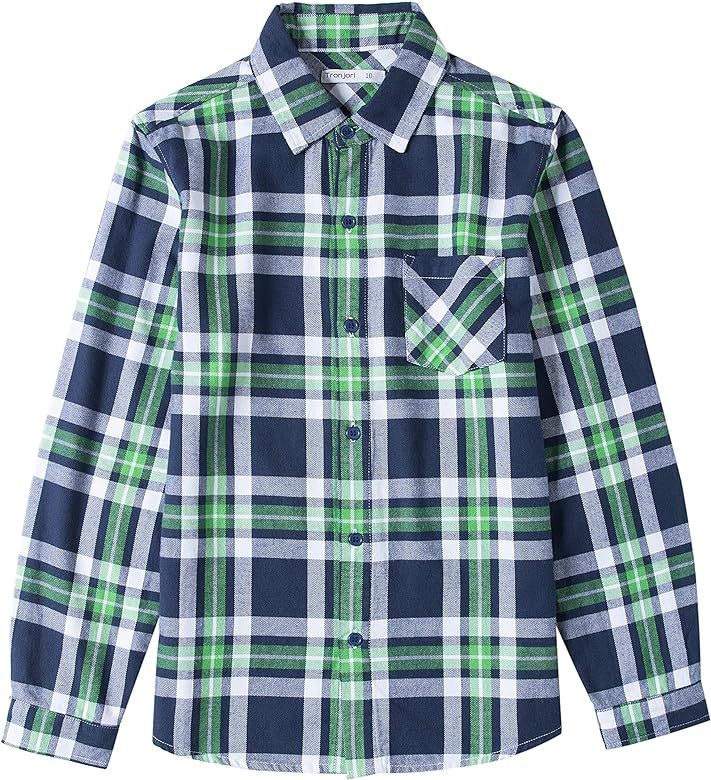 Tronjori Boy's Long Sleeve Button Down Woven Shirt | Amazon (US)