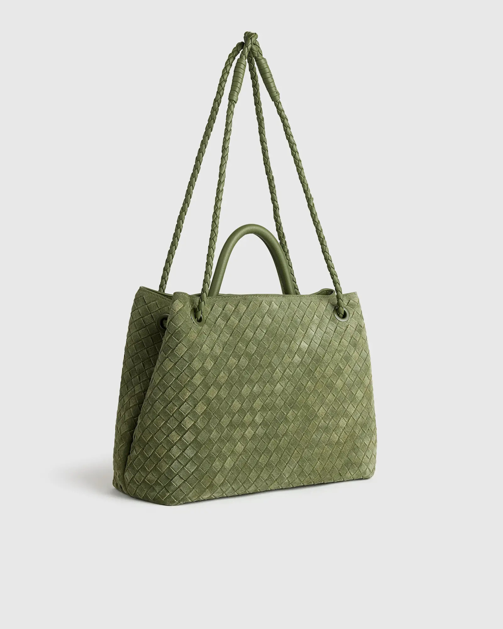 Romy Suede Handwoven Satchel in Olive | Quince