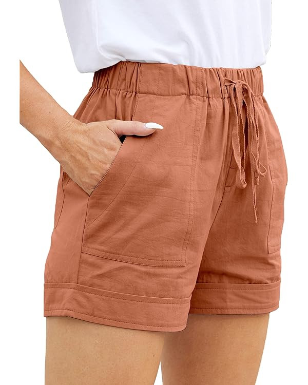 Womens Comfy Drawstring Casual Elastic Waist Pocketed Loose Fit Shorts Plus Size | Amazon (US)