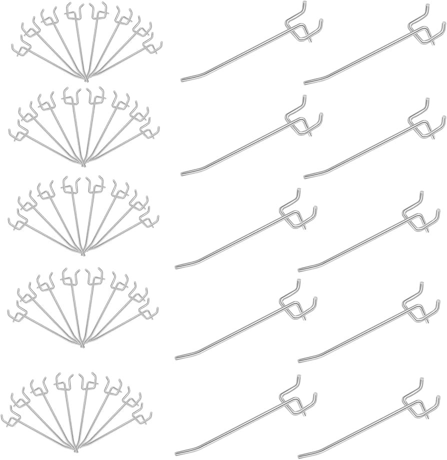 50 Pack 4 Inch Pegboard Hooks, L Shape Metal Hooks Kit for 1/4" and 1/8" Pegboard, Utility Hooks ... | Amazon (US)