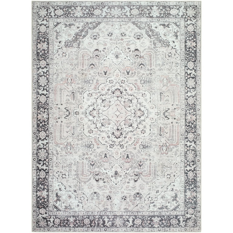 My Texas House Washable Laine Beige 5'3" x 7' Washable Area Rug | Walmart (US)