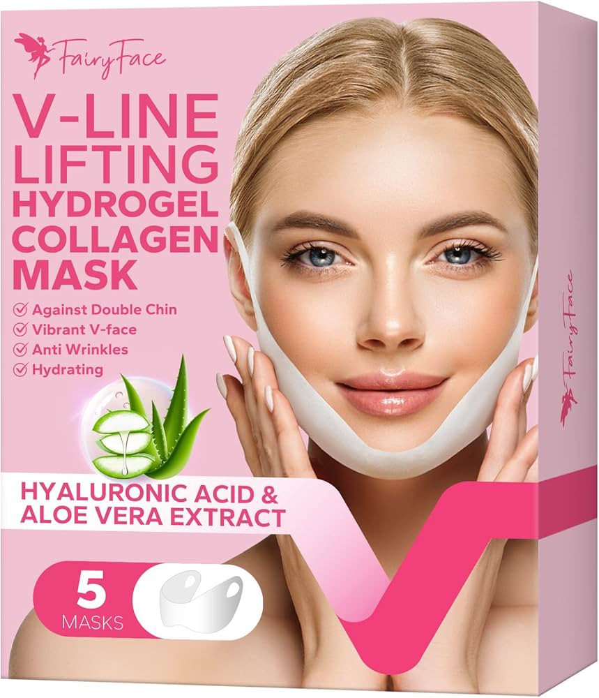 FairyFace V Line Shaping Face Masks (5 Count), Double Chin Reducer, Lifting Hydrogel Collagen Mas... | Amazon (US)