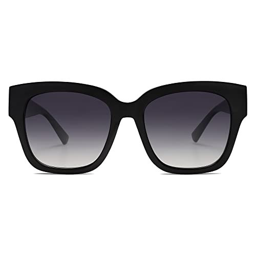 SOJOS Trendy Polarized Square Sunglasses Womens,Retro Oversized Women Thick Sun Glasses SJ2217 Black with Grey Grading Lens | Amazon (US)