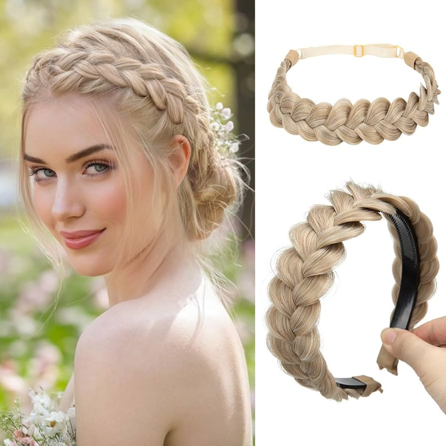 CJL HAIR 2PCs Braided Headbands Hair Piece for Women Synthetic Hair Hoops Head Bands Handmade Bra... | Amazon (US)
