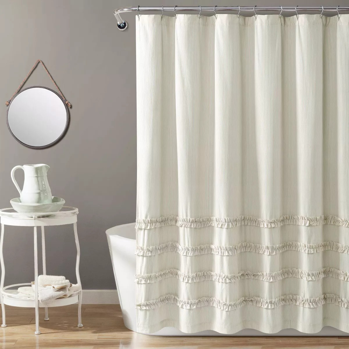 Vintage Stripe Yarn Dyed Cotton Shower Curtain Denim - Lush Décor | Target