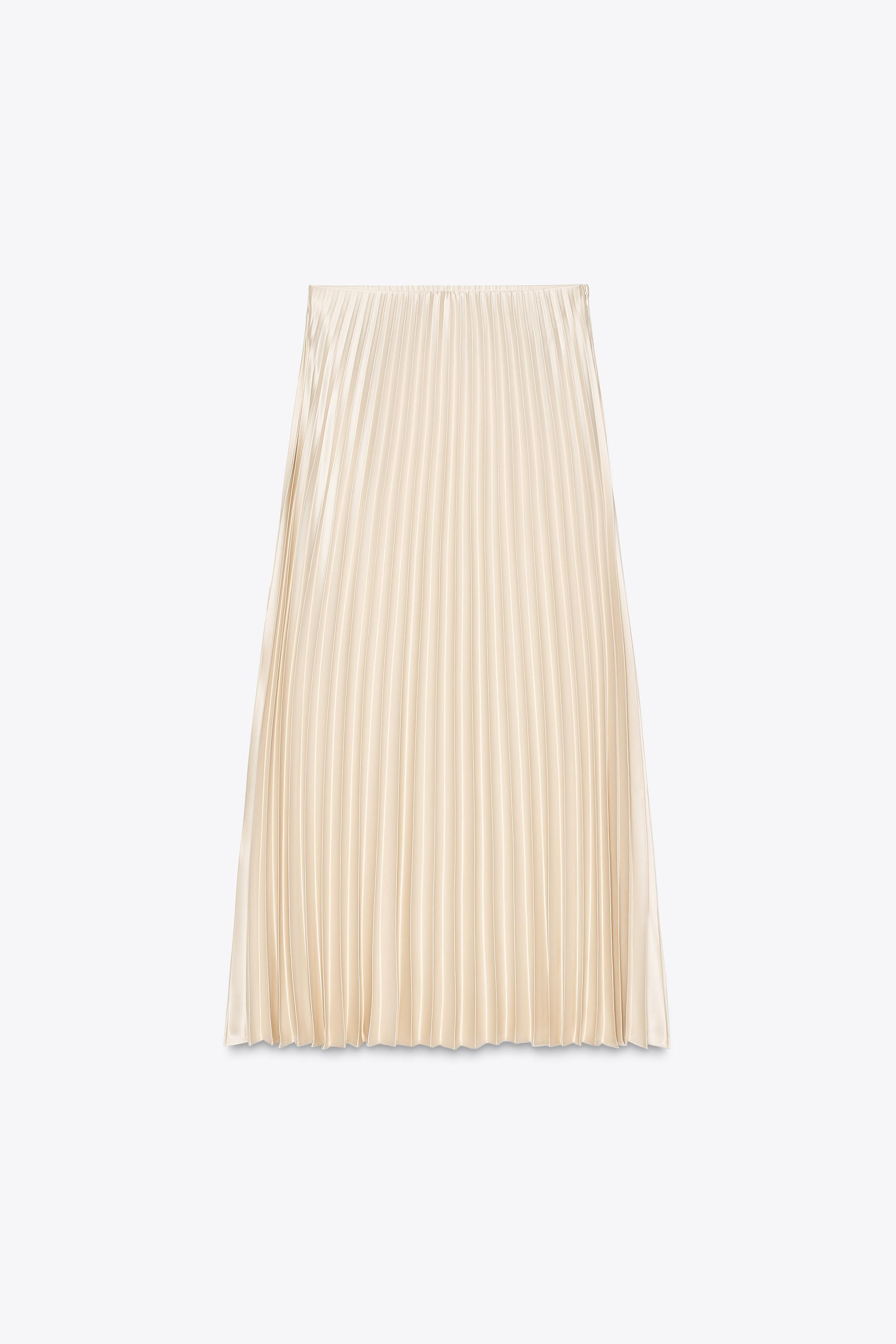 PLEATED SATIN MIDI SKIRT | Zara US
