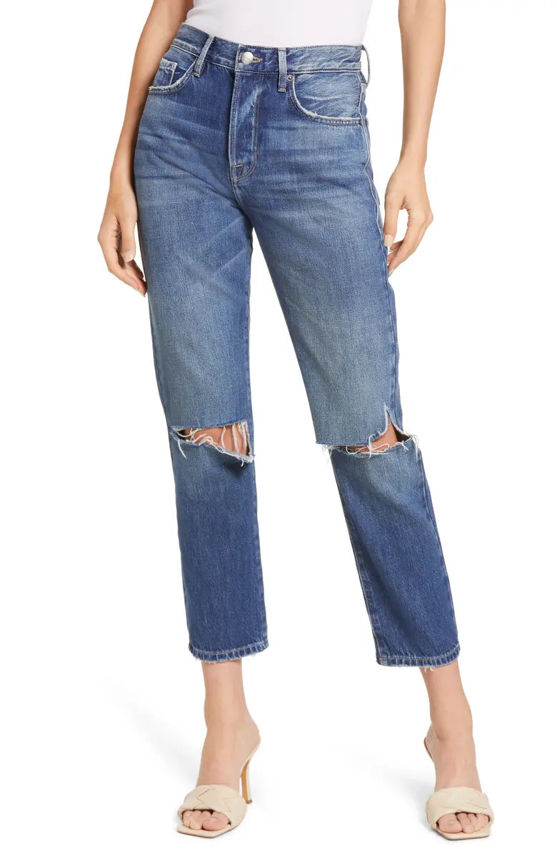Le Original Triple Needle Ripped Straight Leg Jeans | Nordstrom