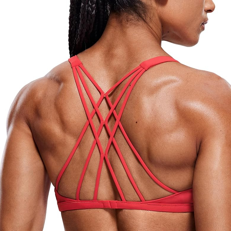 CRZ YOGA Women's Strappy Sports Bra - Criss Cross Back Padded Medium Support Wireless Bra Sexy Wo... | Amazon (US)
