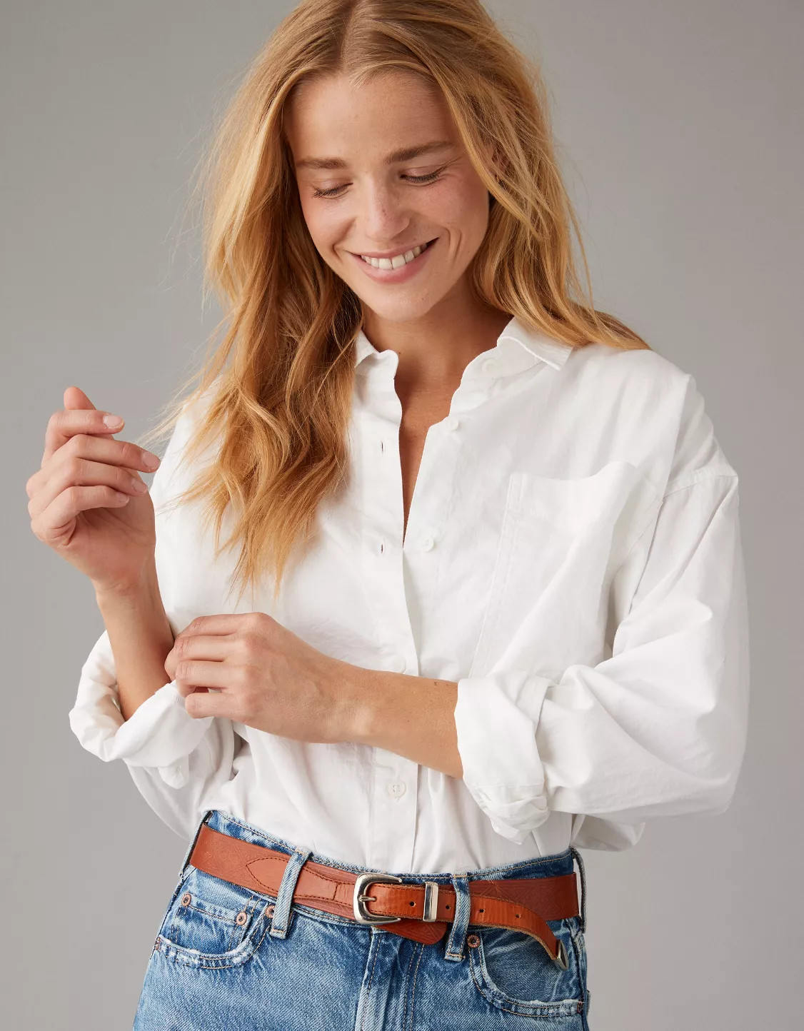 AE Perfect Button-Up Shirt | American Eagle Outfitters (US & CA)