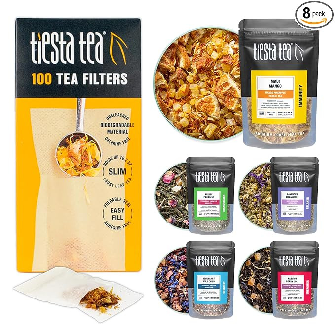 Tiesta Tea Premium Starter Loose Leaf Sampler Kit - Classic Tea Blends, High to Non Caffeinated, ... | Amazon (US)
