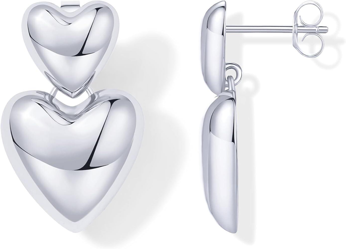 PAVOI 14K Gold Plated 925 Sterling Silver Posts Chunky Heart Statement Earrings for Women | Love ... | Amazon (US)