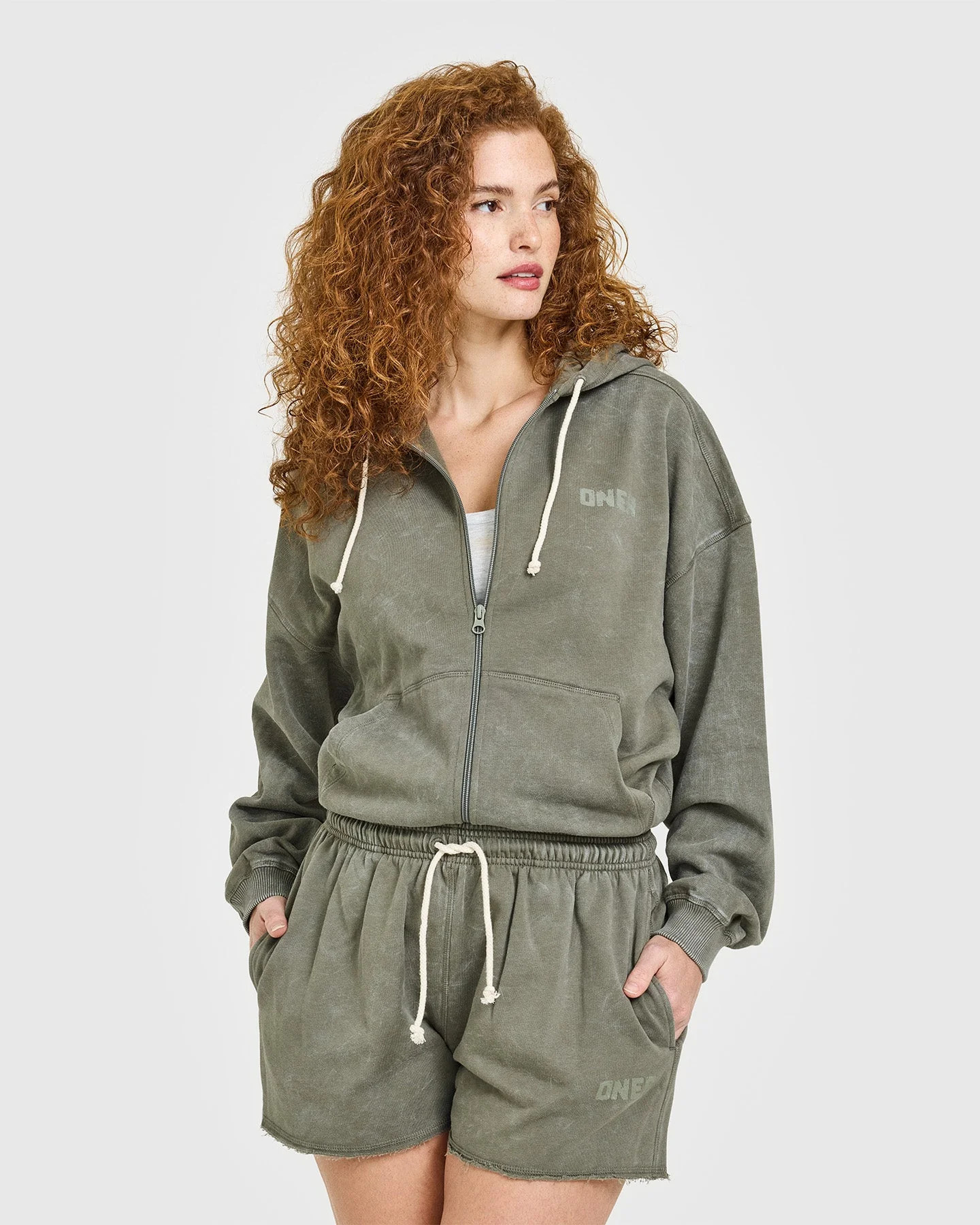 Raw Lounge Oversized Zip Hoodie 
 Washed Alpine Green | Oner Active (UK / US)