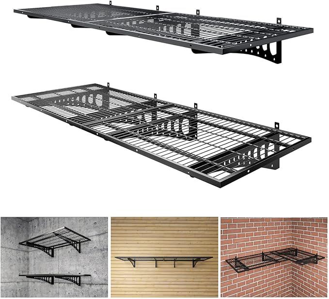 Dtrik Garage Storage Shelving Wall Mounted, 4 Pack 2x3ft, Loads 1000 lbs Heavy Duty Sturdy Shelve... | Amazon (US)