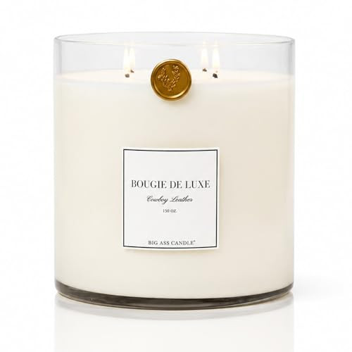 Big Ass Candle | Huge 10lb Luxury Candle, 150oz, 500 Hours | Cowboy Leather | Leather, Aged Oak, Cinnamon | Natural Coconut-Soy Wax | by Big Ass Luxuries | As Seen On Shark Tank | Amazon (US)