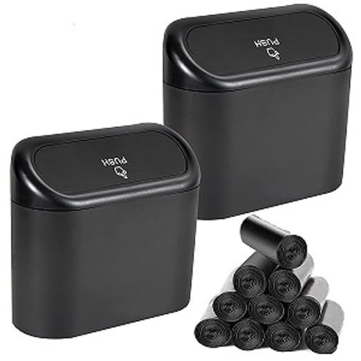 2 Packs Mini Car Trash Can Bin with Lid and 150pcs Trash Bags,Car Trash Can Bin,Car Garbage Trash... | Amazon (US)