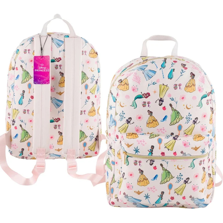 Princess 16" PU Leather Allover Print Large School Backpack -WHITE | Walmart (US)