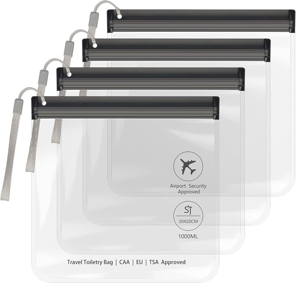 4Pcs Clear TSA Approved Security Toiletry Bag Quart Size for EU UK & US Carry-on Regulations Wate... | Amazon (US)