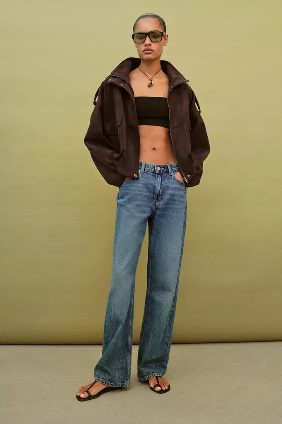 FAUX SUEDE JACKET WITH TABS | Zara UK