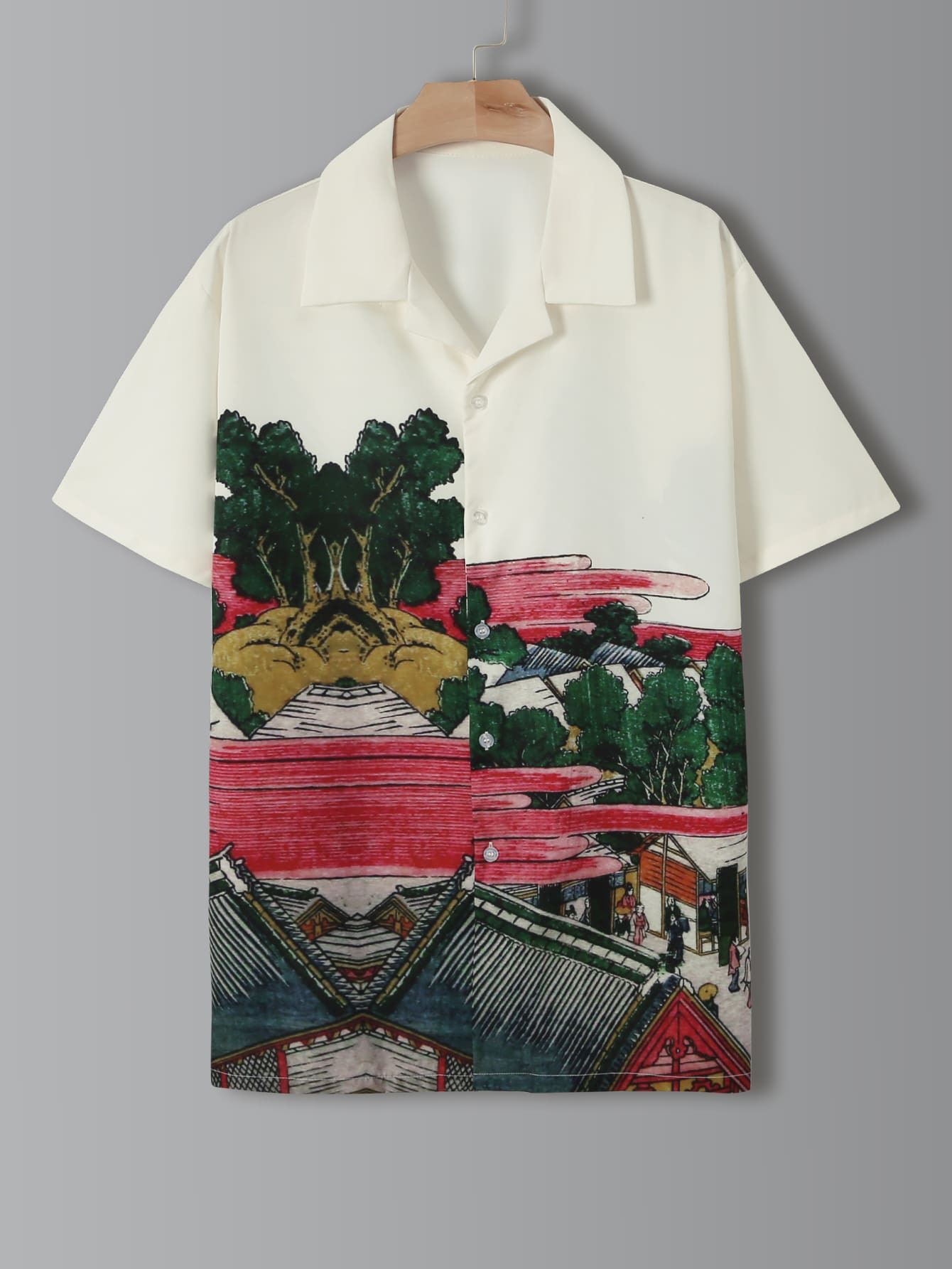 Men Landscape Print Button Through Shirt
   SKU: smshirt25210508857      
          (575 Reviews)... | SHEIN