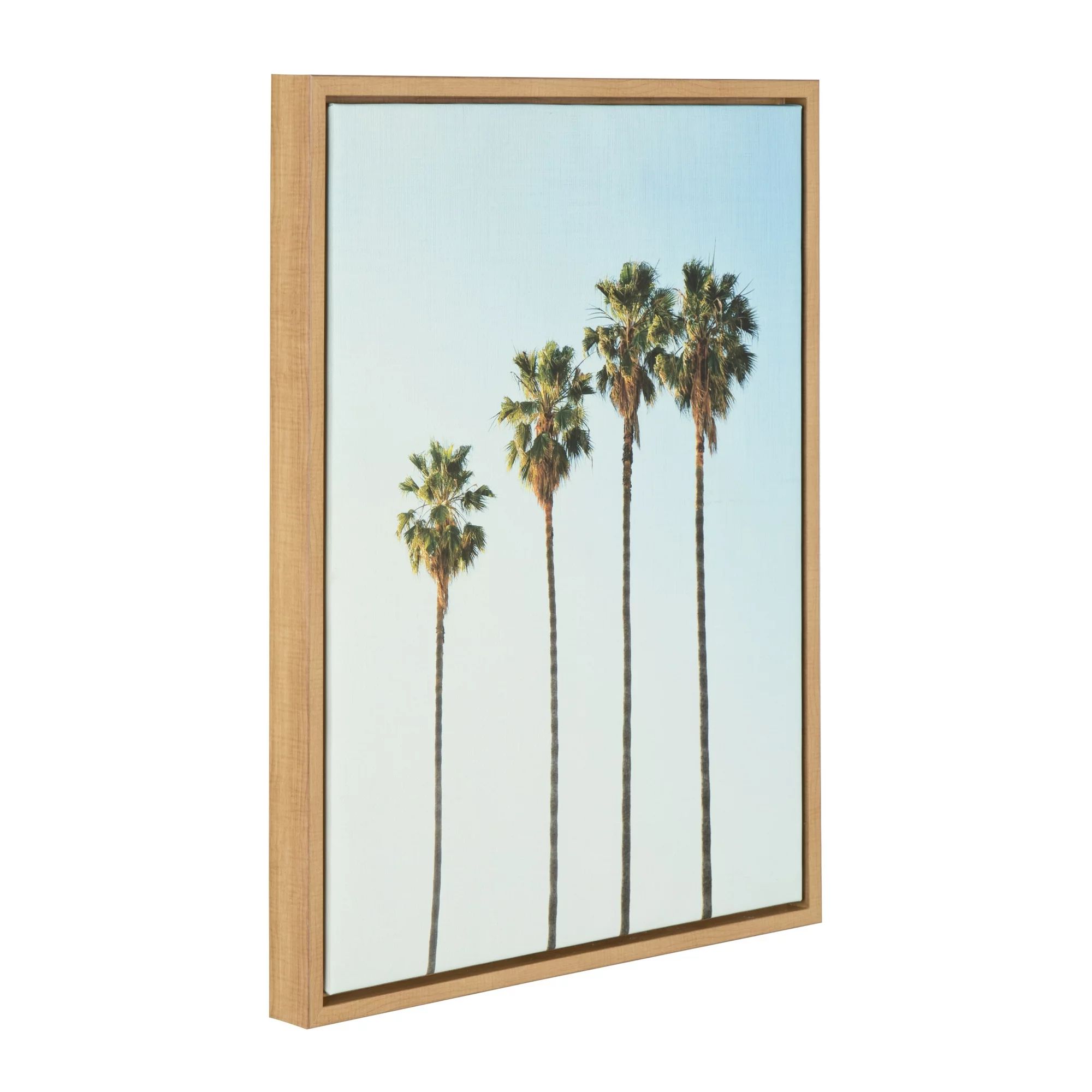 Kate and Laurel Sylvie Four Palm Trees Framed Canvas Wall Art by Simon Te Tai, 18x24 Natural | Walmart (US)