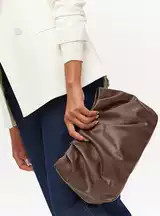 Buy Brown Faux Leather Ruched Detail Clutch Bag One Size | Bags | Tu | Tu Clothing