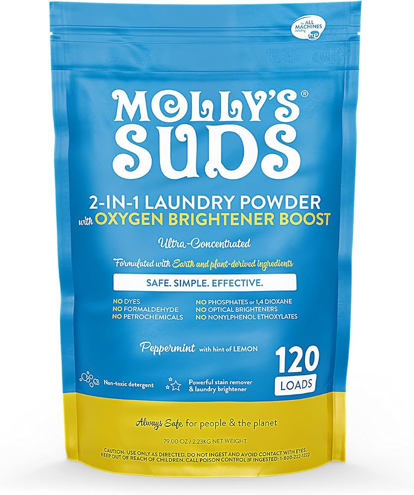 Molly's Suds 2-in-1 Original Laundry Powder with Oxygen Brightener Boost | Natural Laundry Deterg... | Amazon (US)