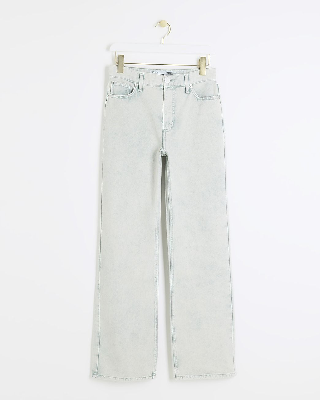 Green high waisted relaxed straight jeans | River Island (UK & IE)