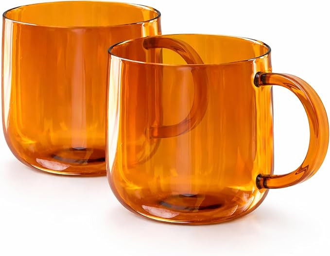 Amber Glass Espresso Mugs with Handle, 12 oz Borosilicate Small Coffee Cups for Cappuccino, Ameri... | Amazon (US)