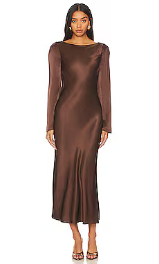 Stone Cold Fox x REVOLVE Frankie Midi Dress in Coffee Brown from Revolve.com | Revolve Clothing (Global)