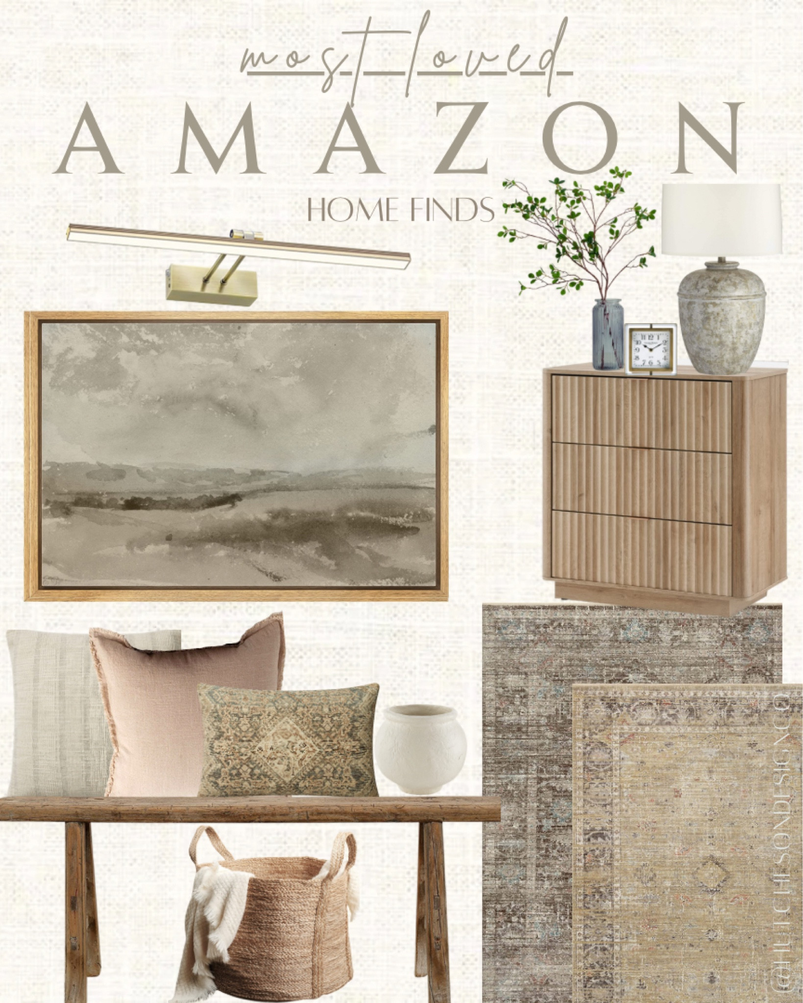 Most loved Amazon home finds. I am loving Joanna’s new rug collaboration! Tap the heart to save your favorites! 
Neutral home decor, Loloi rugs, Magnolia Home by Joanna Gaines x Loloi Millie Collection rugs, large art, vintage entryway bench, moodboard, luxe for less, wireless picture light, throw pillows, amazon home finds. #LTKFind

#LTKstyletip #LTKsalealert
