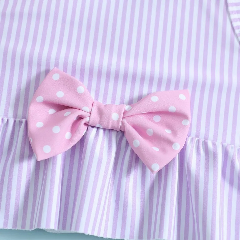 Neon Toddler Swimsuit Girl Size 12M For 6 Months-12 Months Summer Striped Printed Bowknot Two Pie... | Walmart (US)