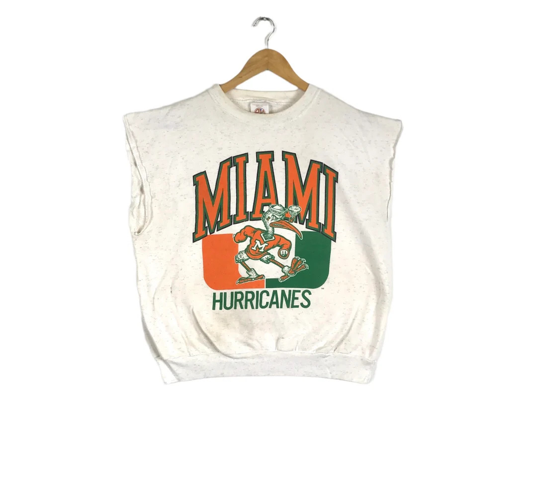 University of Miami Vintage MIAMI HURRICANES Made in USA Sleeveless Sweatshirt Design Extra Large... | Etsy (US)