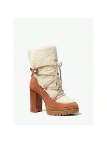 Michaelkors Culver Sherpa And Nubuck LaceUp Boot | SHEIN