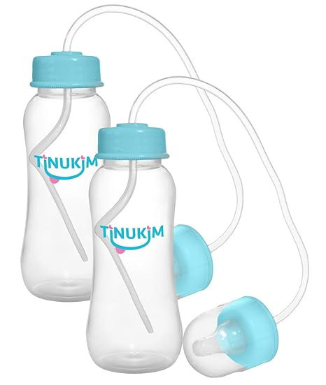 Tinukim iFeed 9 Ounce Self Feeding Baby Bottle with Tube - Handless Anti-Colic Nursing System, Bl... | Amazon (US)